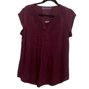 Daniel Rainn Burgandy short sleeve Blouse M